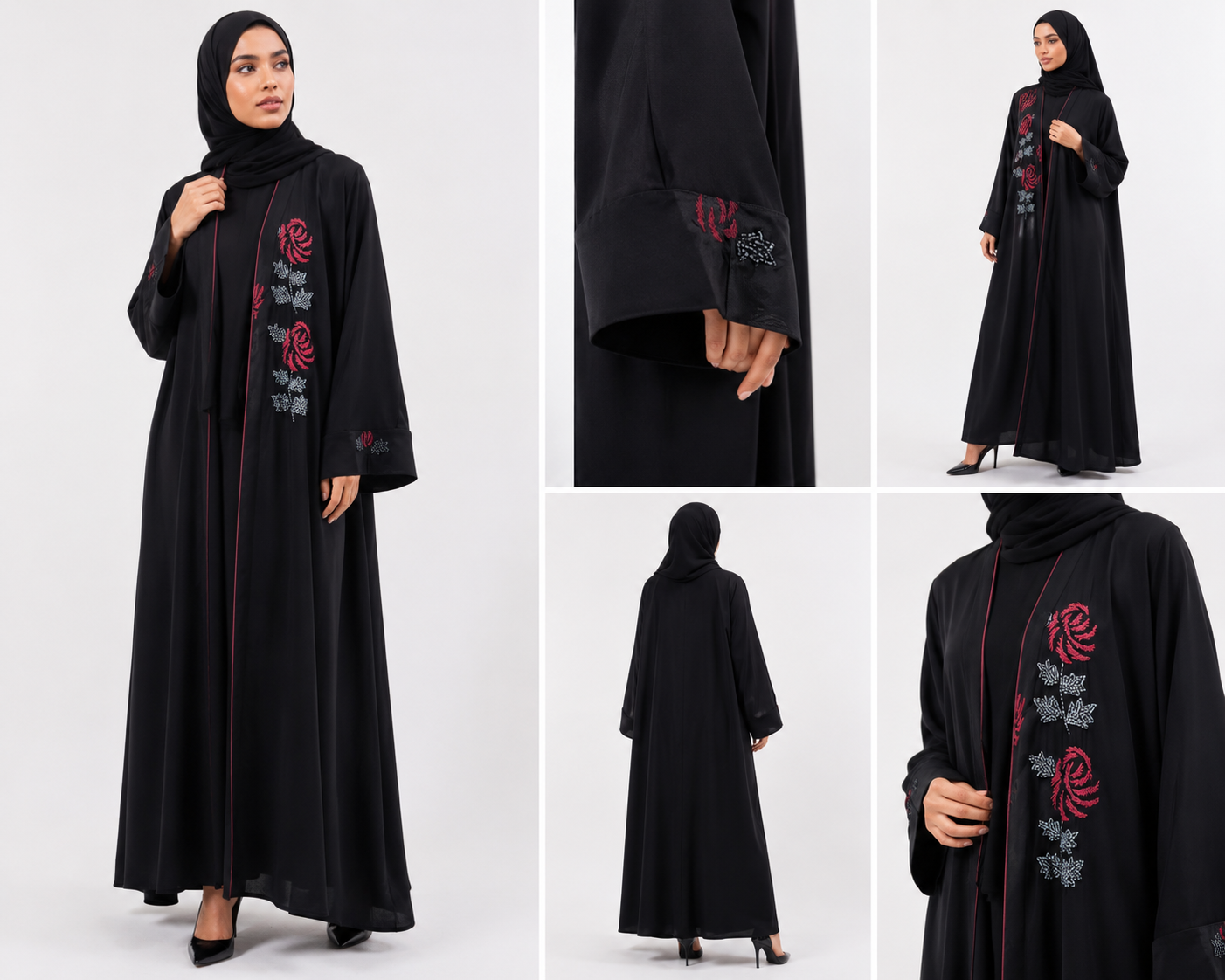 Rosa Embroidered Open Abaya