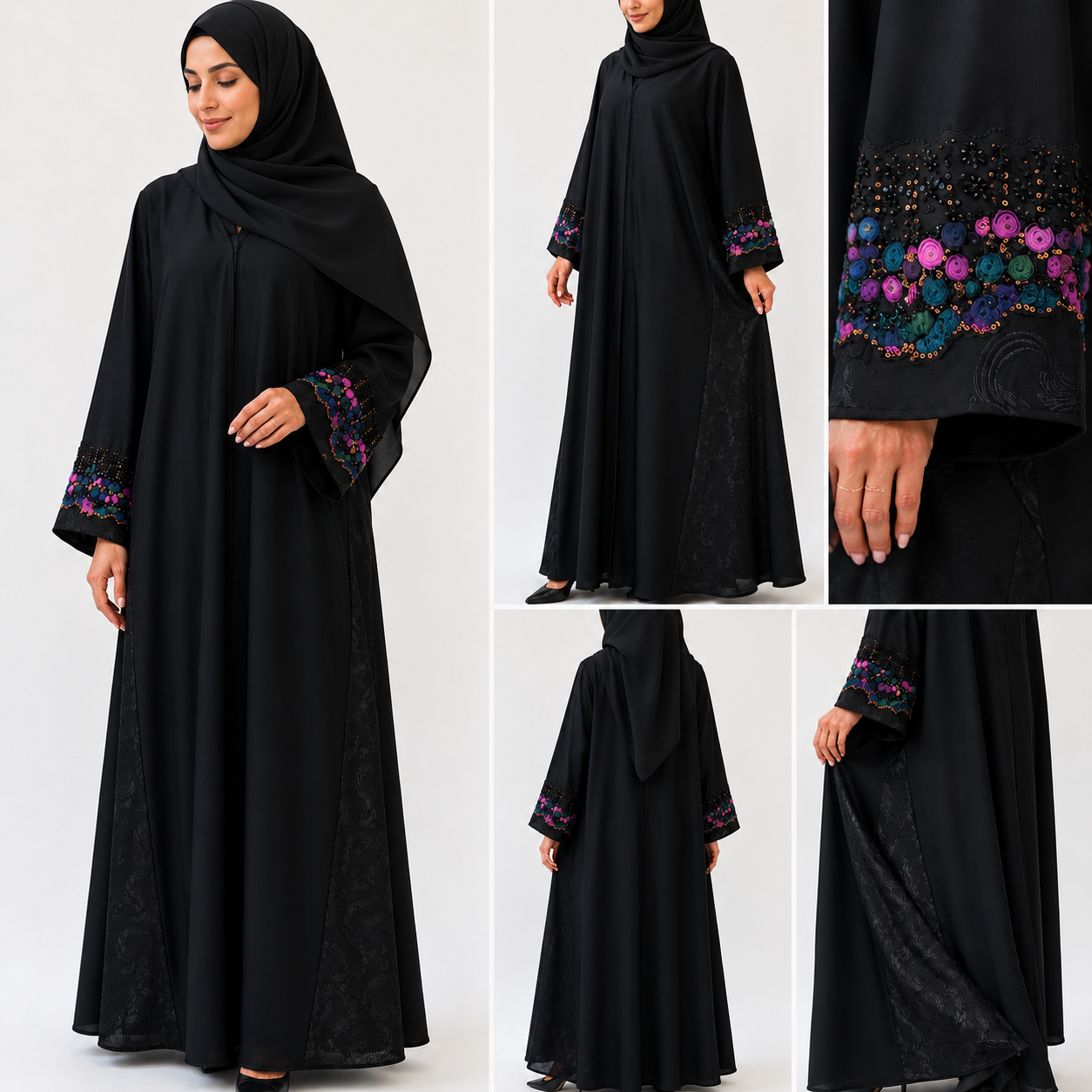 Amethyst Blossom Open Abaya - Pink