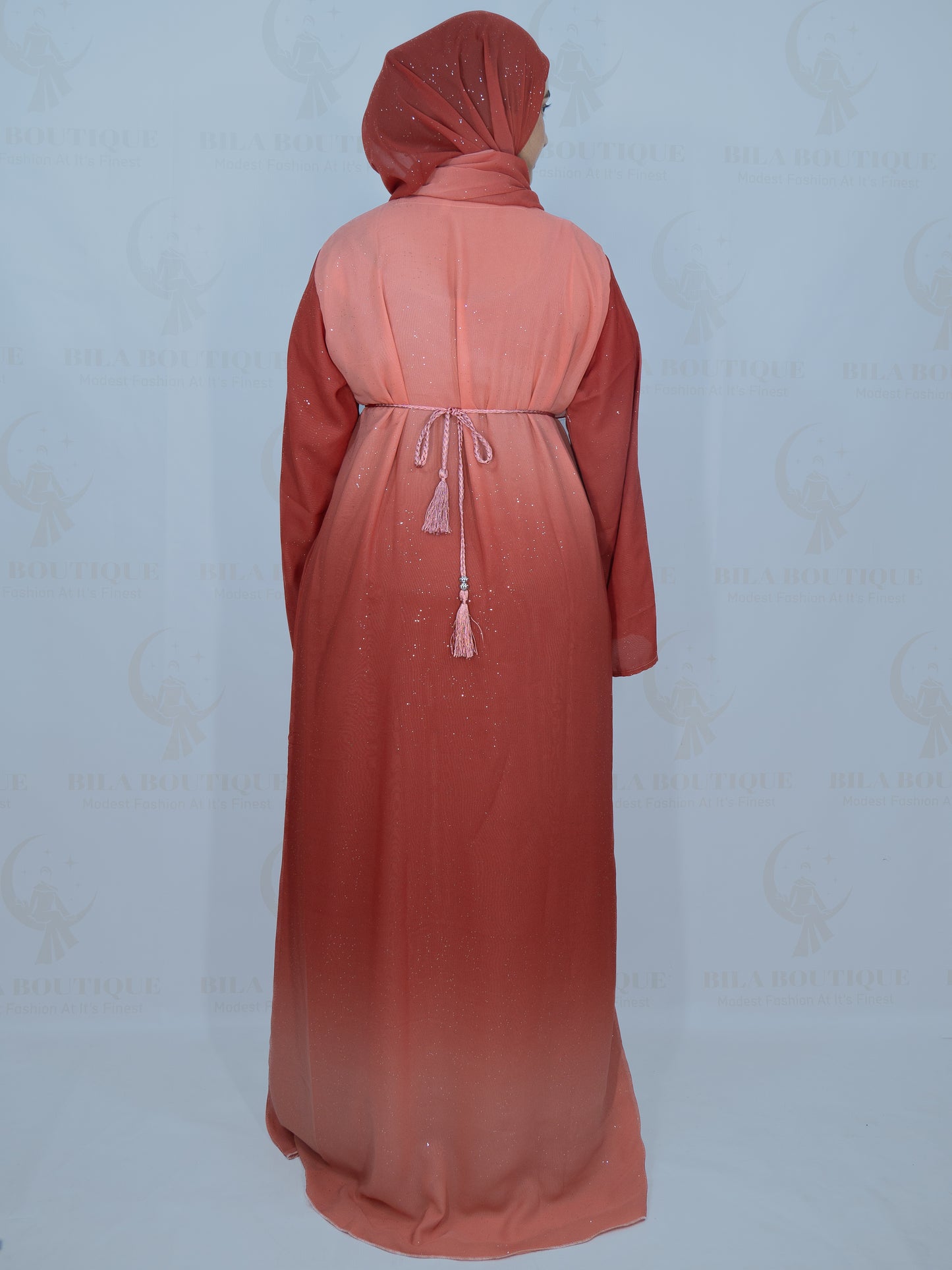 Pink Omber Giltter Abaya