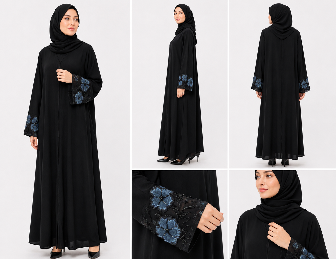 Zoya Velvet-Cuff Abaya