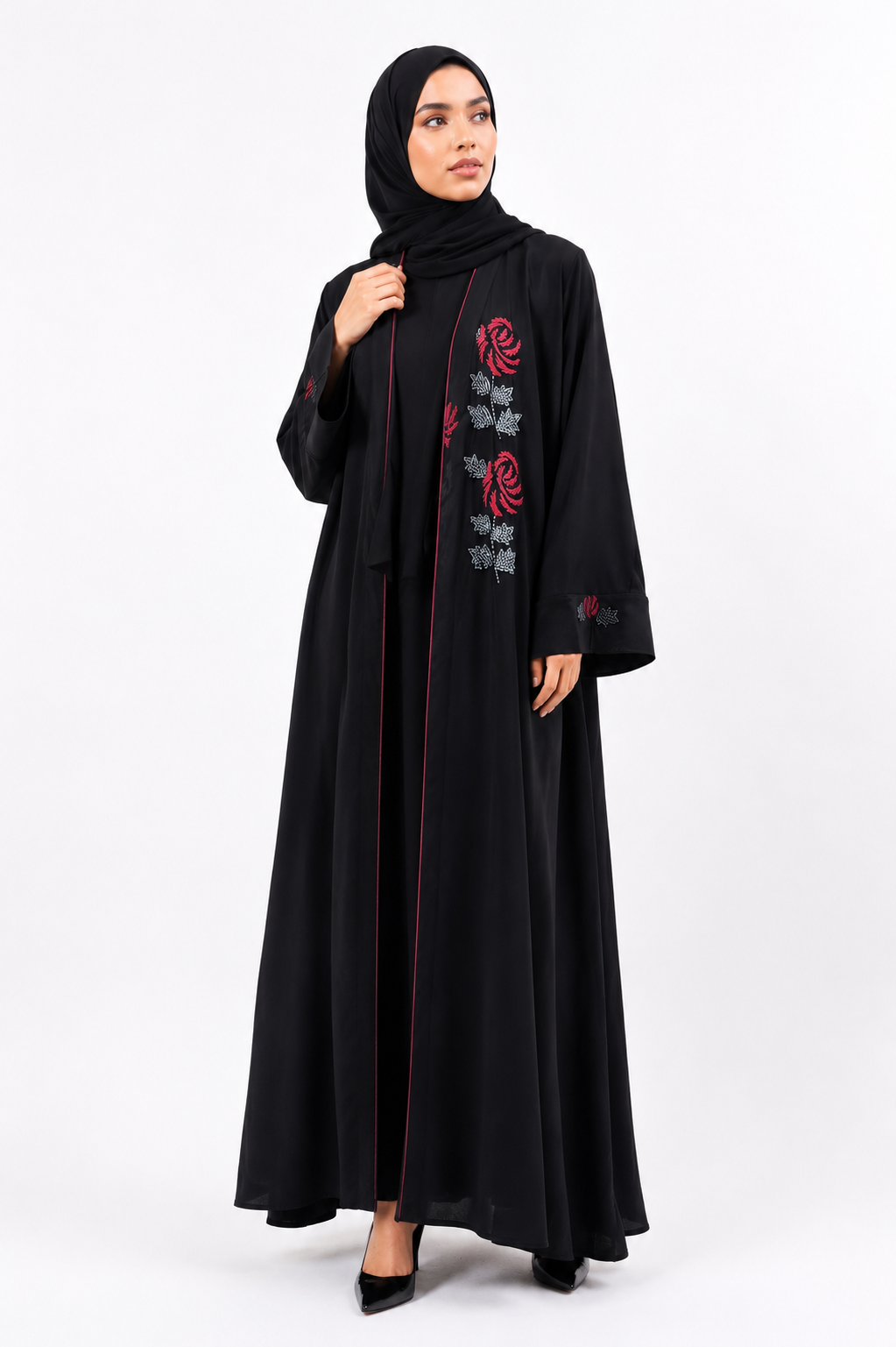 Rosa Embroidered Open Abaya