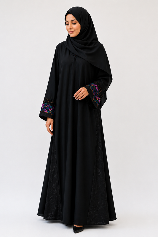 Amethyst Blossom Open Abaya - Pink