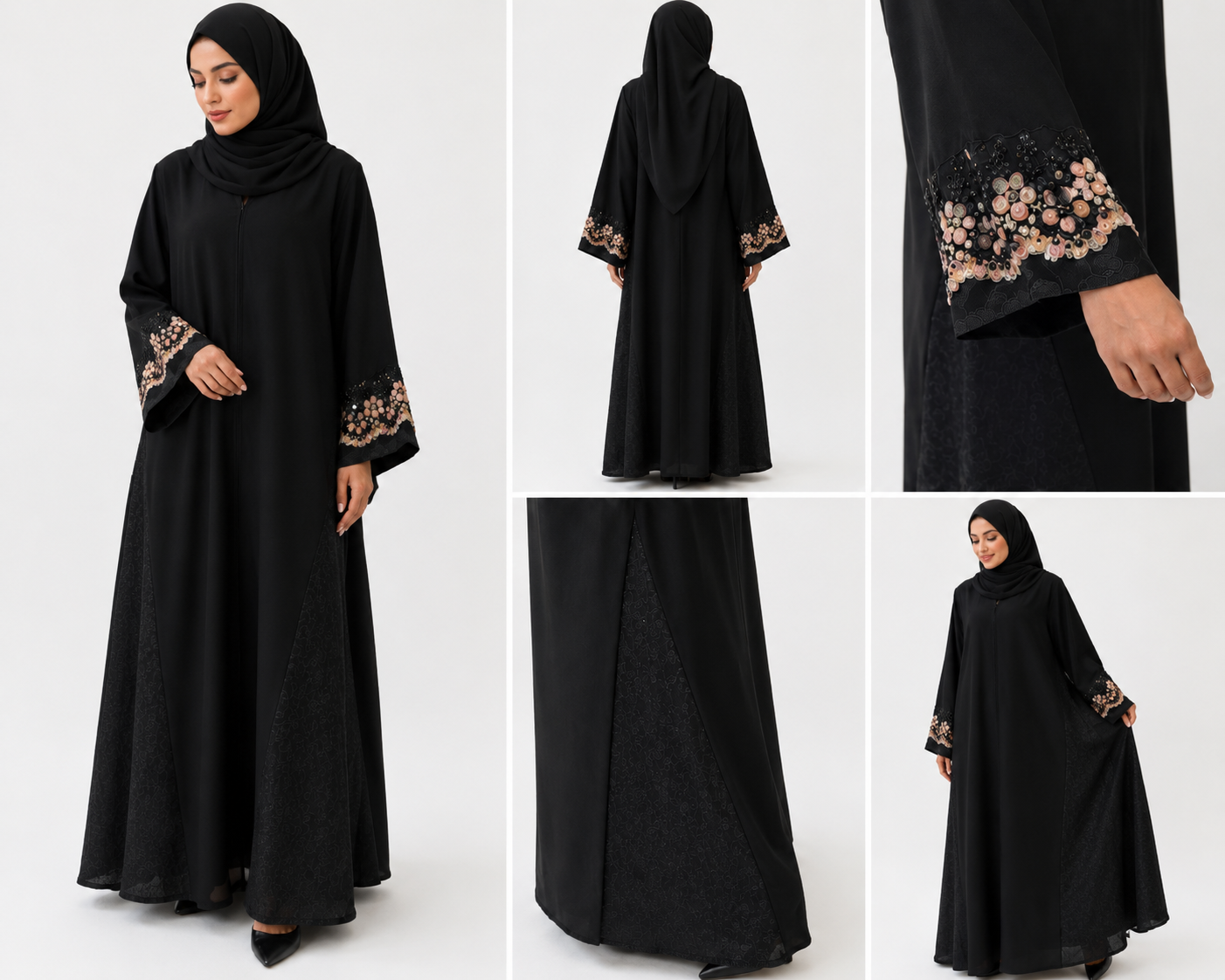Amethyst Blossom Open Abaya - Beige