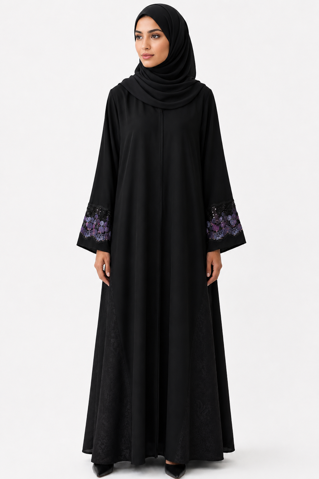 Amethyst Blossom Open Abaya - Violet
