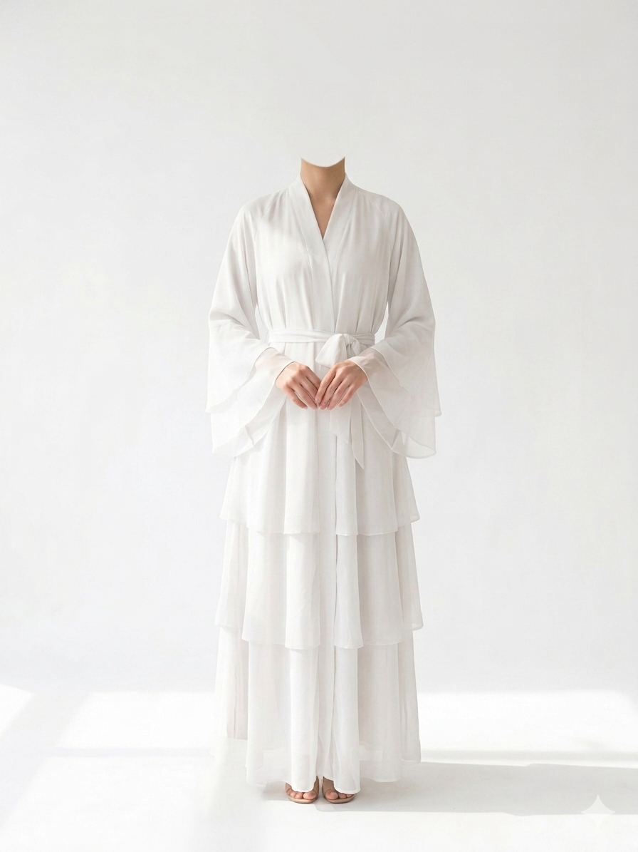 Aura Tiered Chiffon Open Abaya