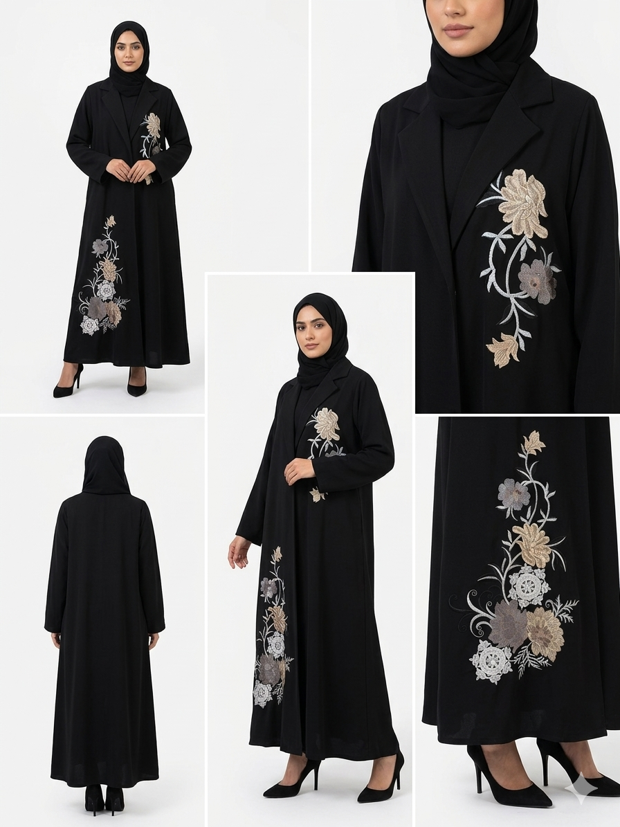 Soraya Lapel Floral Blazer Abaya