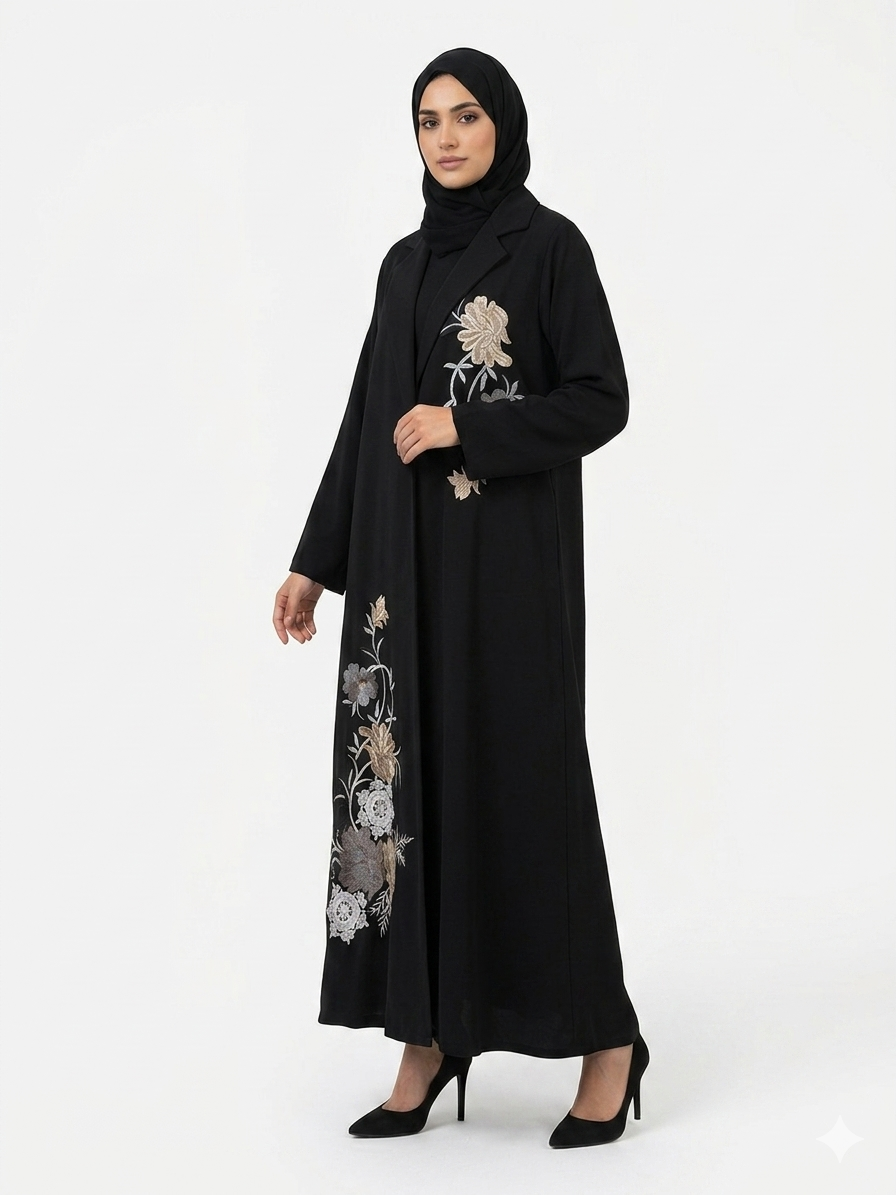 Soraya Lapel Floral Blazer Abaya