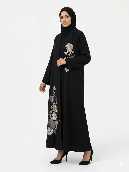 Soraya Lapel Floral Blazer Abaya