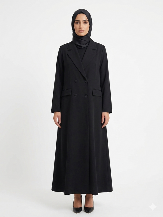 Modest Black Blazer Maxi Abaya