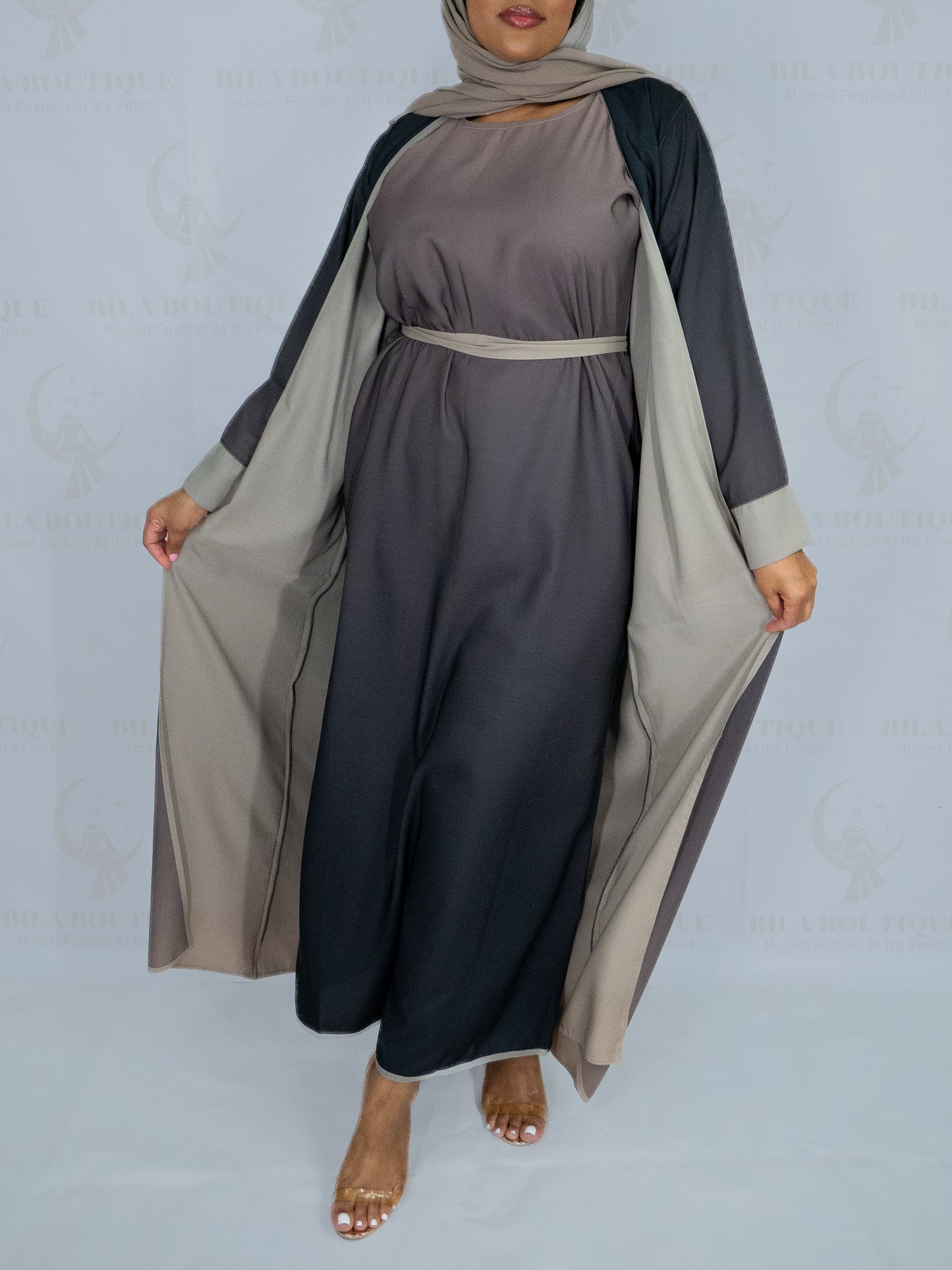 Ashy Green Gradient Abaya