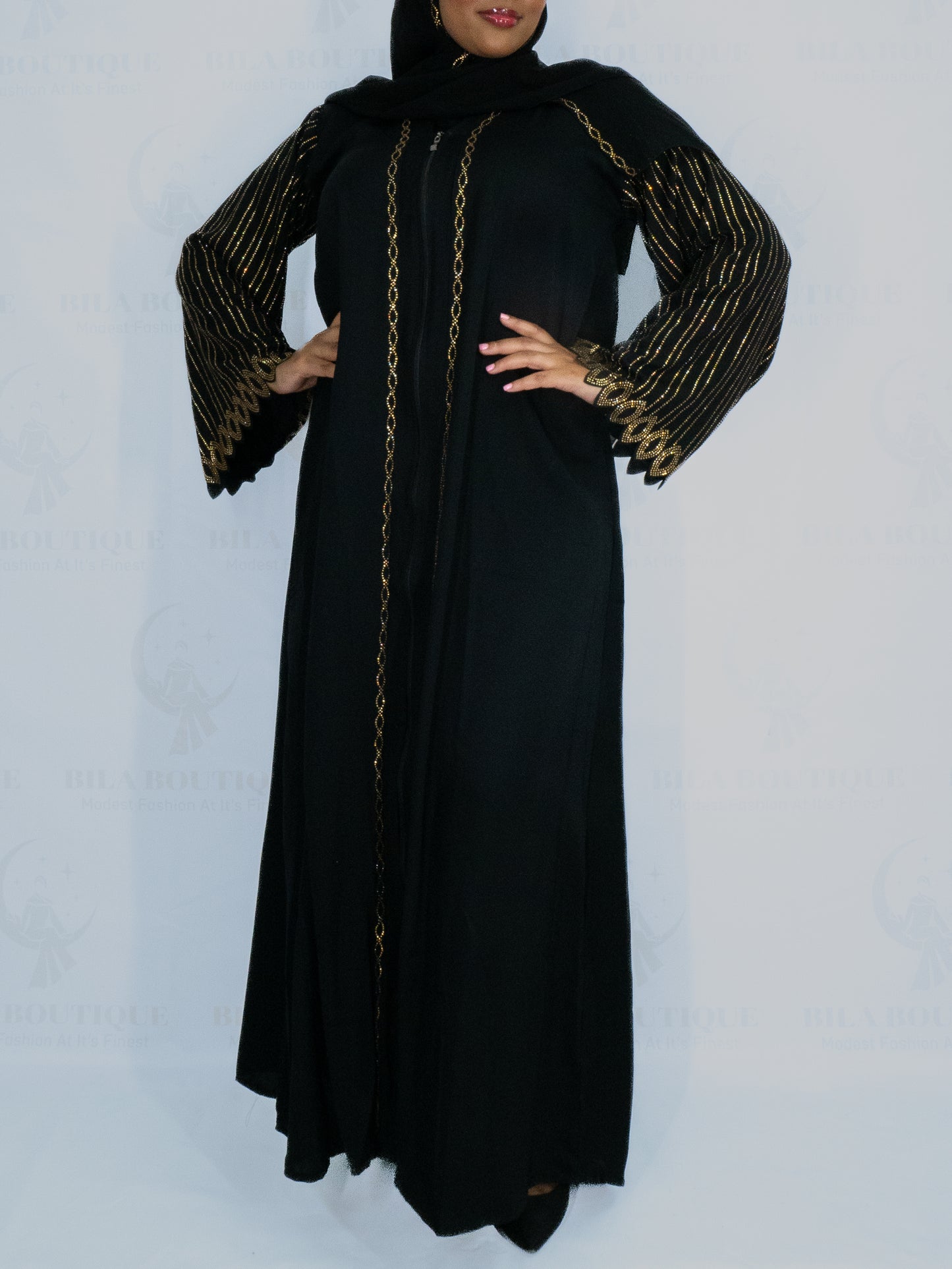 Golden Infinity Zipper Abaya