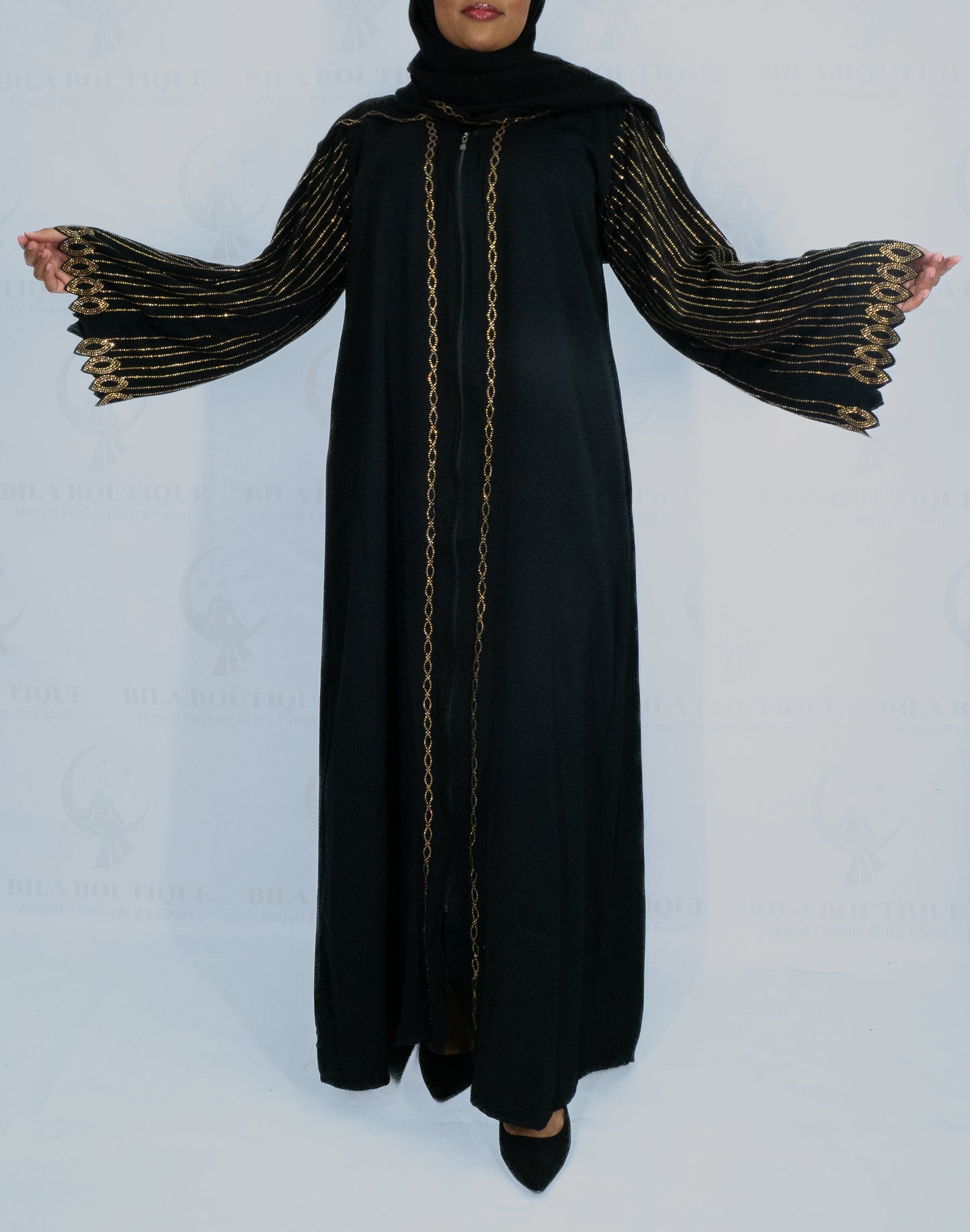 Golden Infinity Zipper Abaya