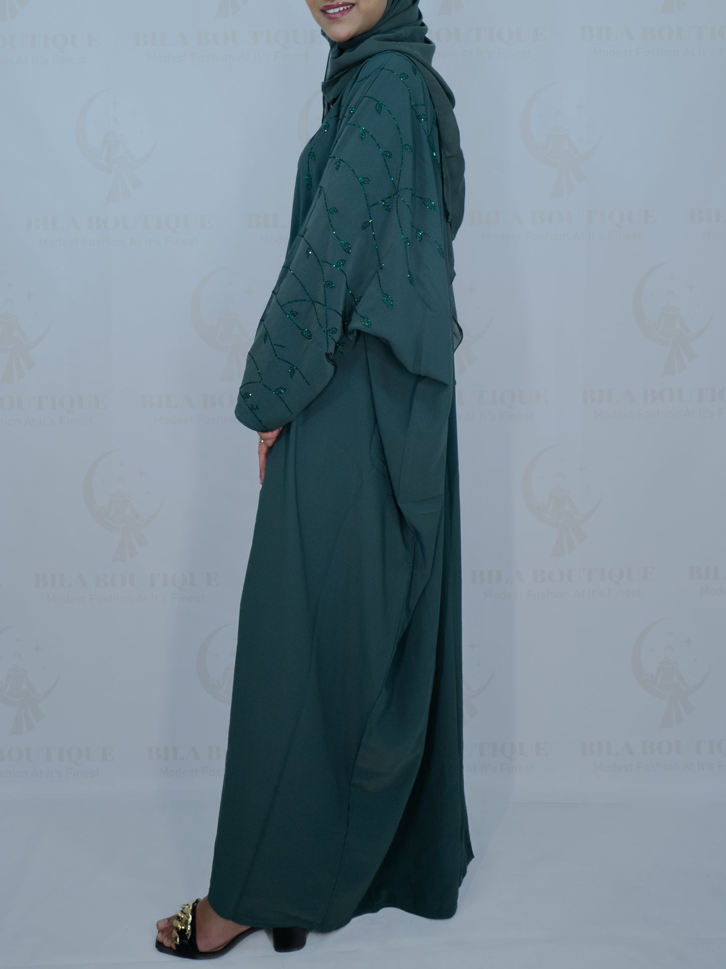 Green Petal Vines Abayas