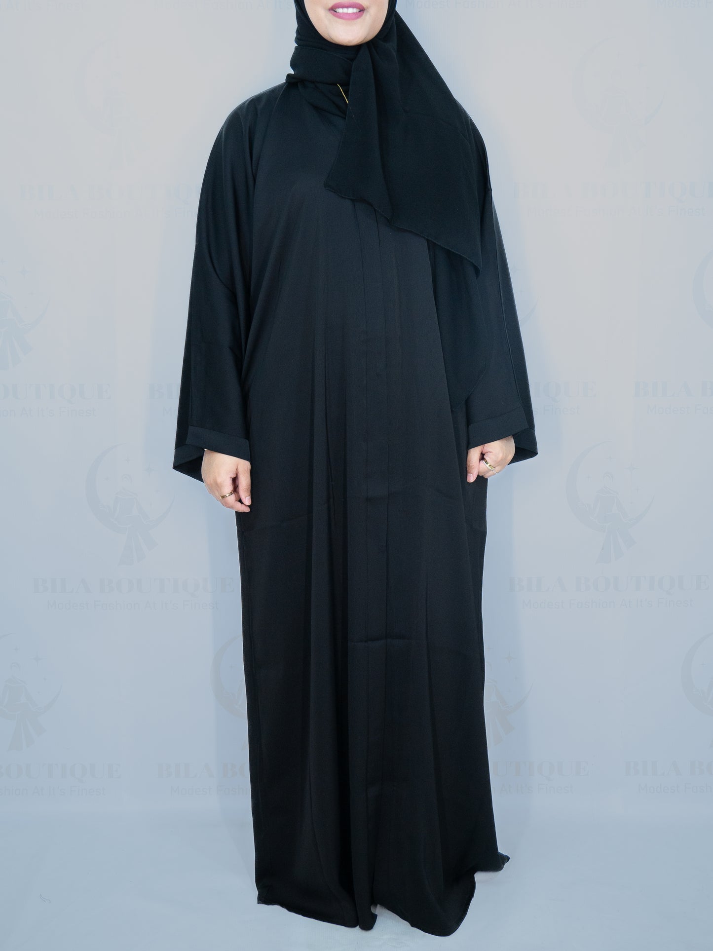 Black Plain Solid Abaya