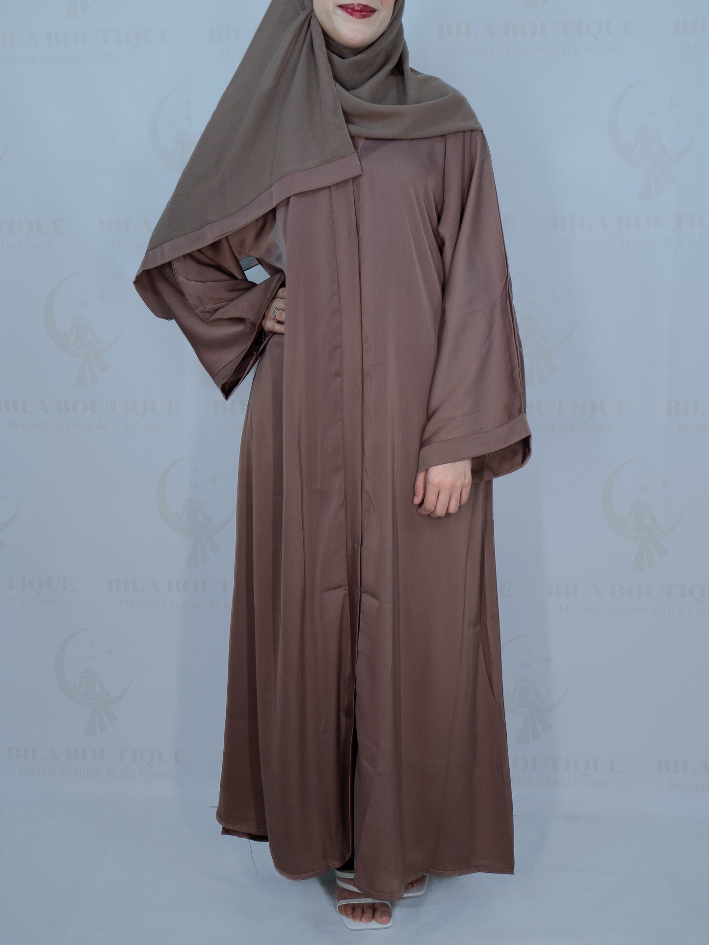Rose Brown Plain Solid Abaya