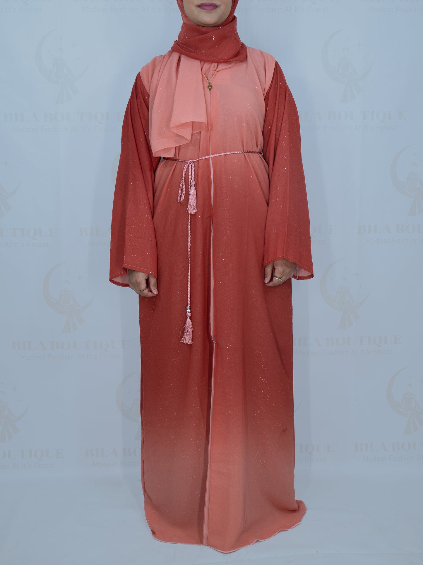 Pink Omber Giltter Abaya