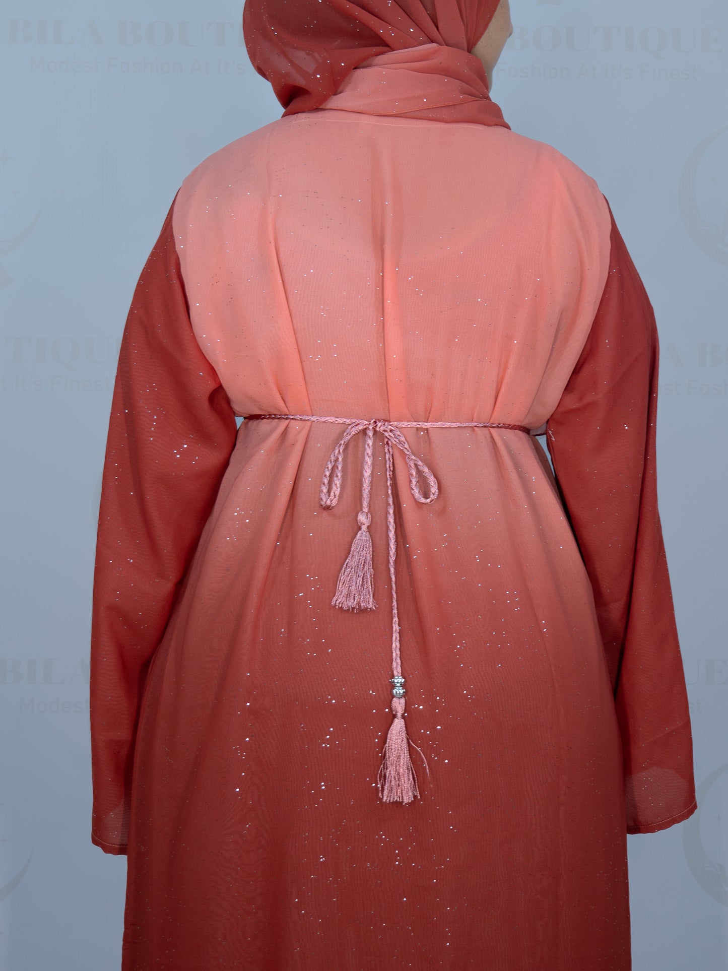 Pink Omber Giltter Abaya