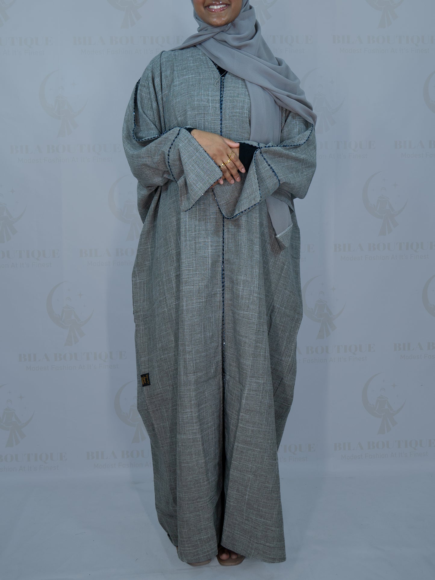 Light Green Plain Linen Abaya