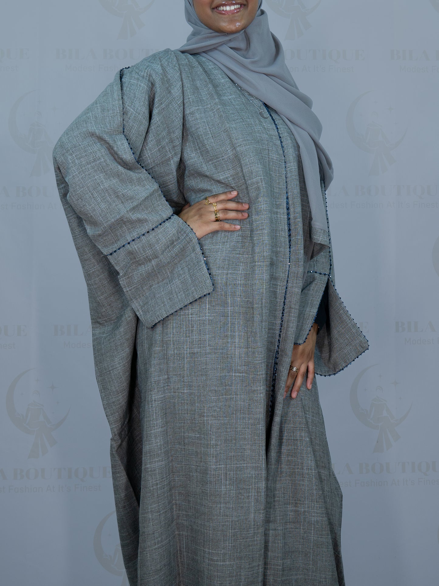 Light Green Plain Linen Abaya